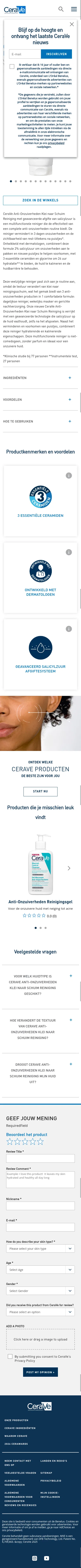 cerave.nl/huidverzorging/cerave-anti-onzuiverheden-klei-naar-schuim-reiniging on mobile, full screenshot