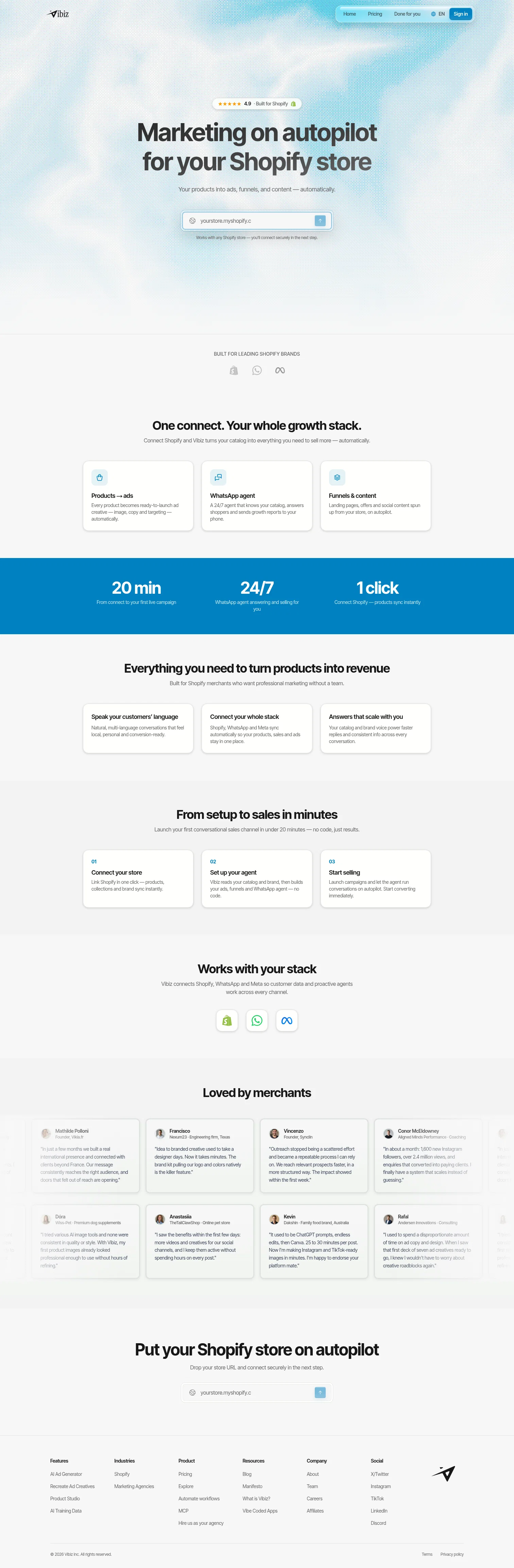 vibiz.ai/shopify on desktop
