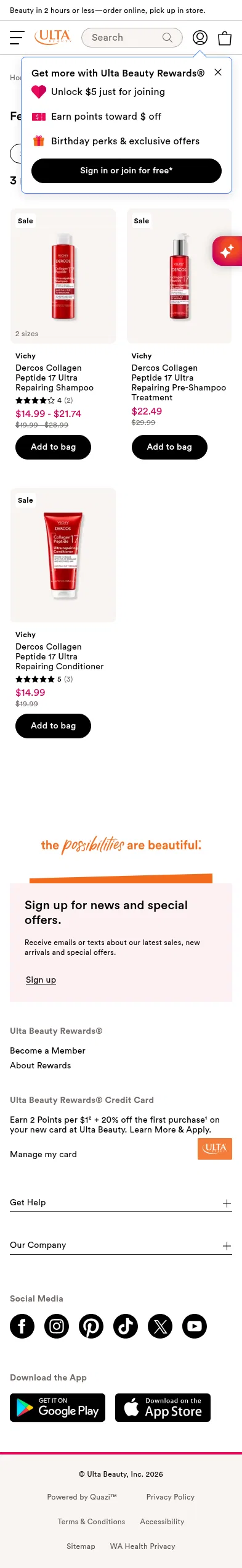 ulta.com/featured/wk3026_fh_select_vichy on mobile, full screenshot