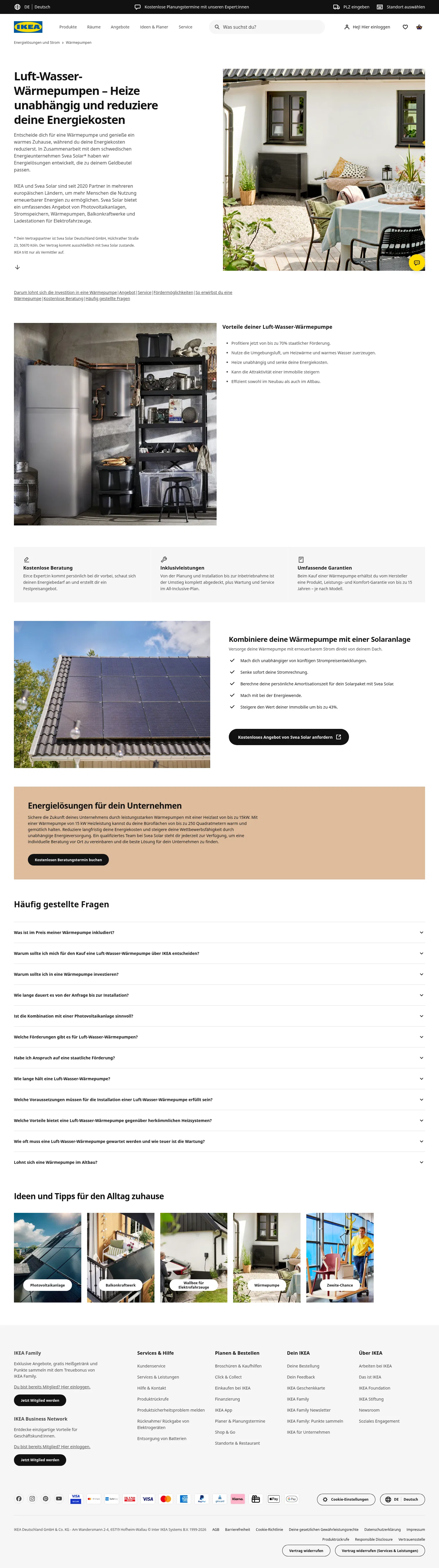 ikea.com/de/de/energy-services/heat-pumps on desktop, full screenshot