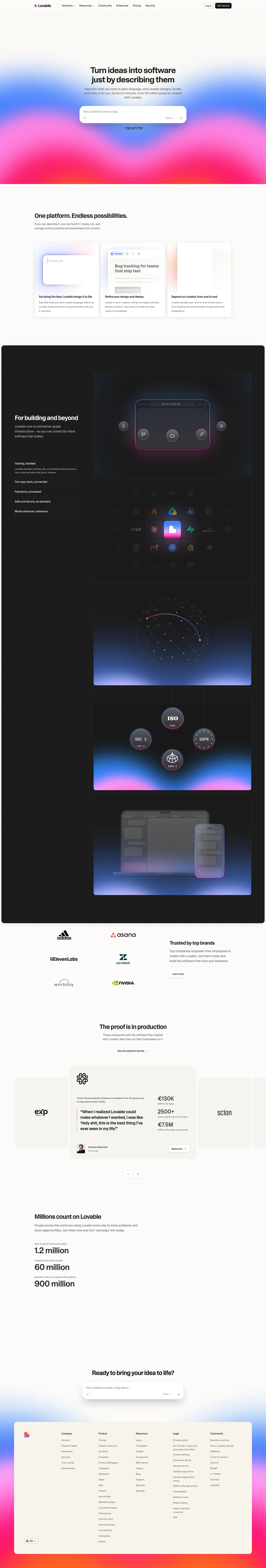 Lovable landing page