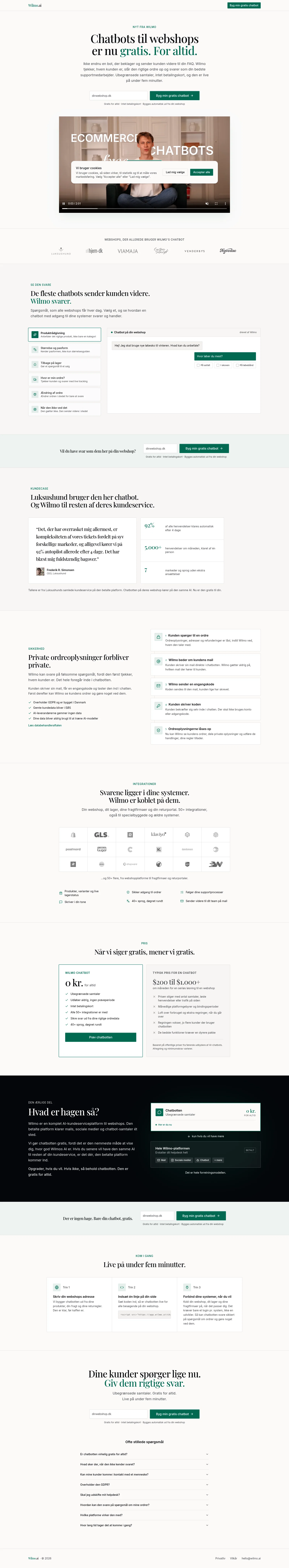 Wilmo landing page