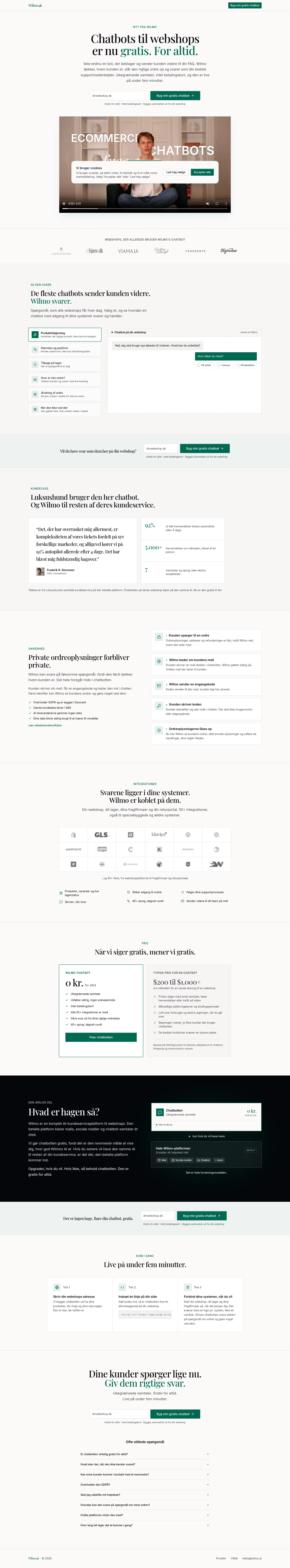 wilmo.ai/da/chatbot on desktop, full screenshot