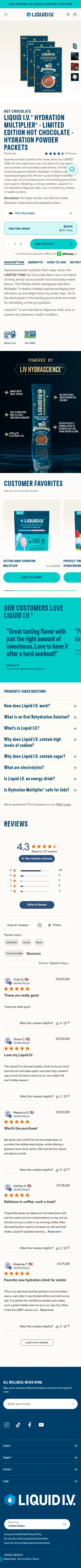 liquid-iv.com/products/liquid-i-v-hydration-multiplier-limited-edition-hot-chocolate-hydration-powder-packets-electrolyte-powder-drink-mix-convenient-single-serving-sticks-8-vitamins-nutrients-3-pack-18-servings on mobile, full screenshot