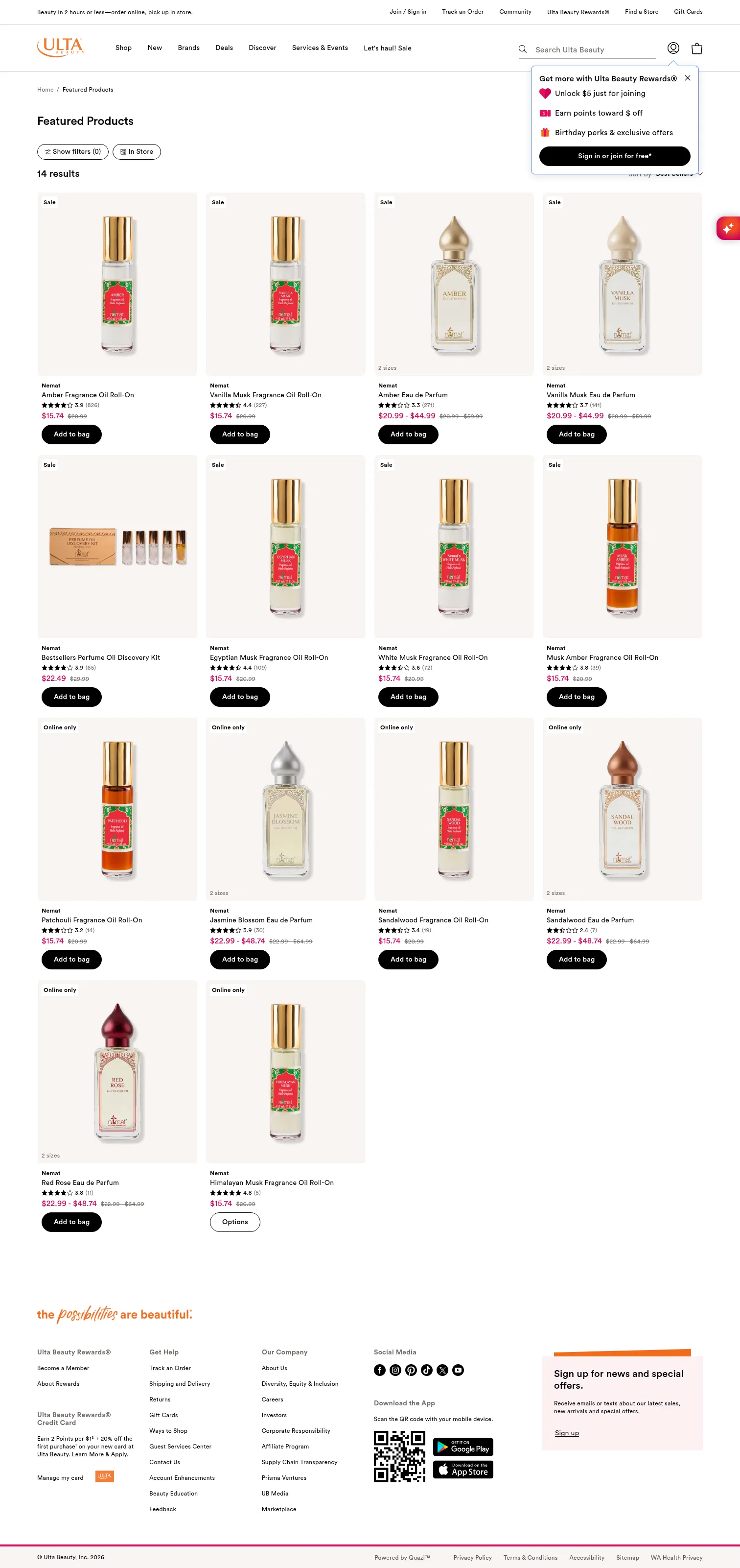 ulta.com/featured/nemat_fall_haul on desktop, full screenshot