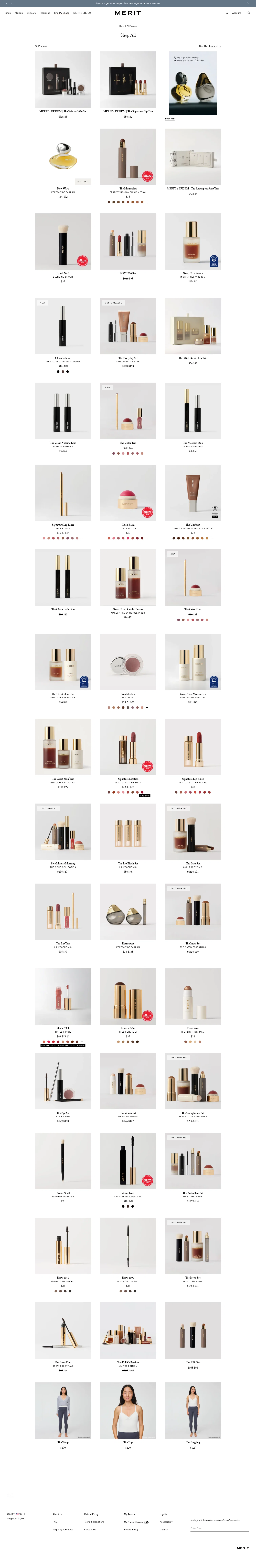 Merit Beauty landing page
