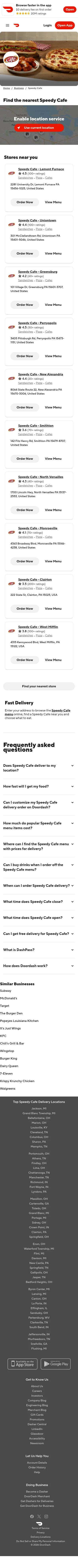 doordash.com/business/Speedy-Cafe-134169 on mobile, full screenshot