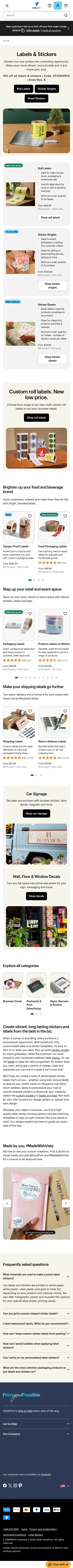 vistaprint.com/labels-stickers on mobile