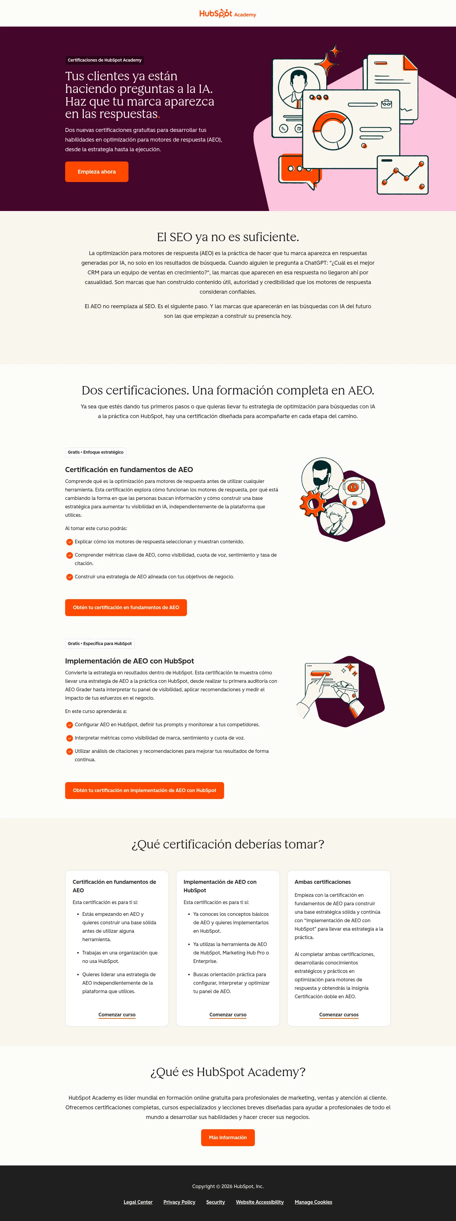 offers.hubspot.com/academy-aeo-certifications-es on desktop, full screenshot