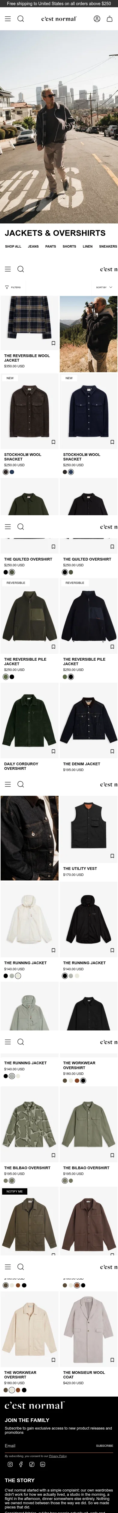 cestnormal.com/collections/jackets-overshirts on mobile