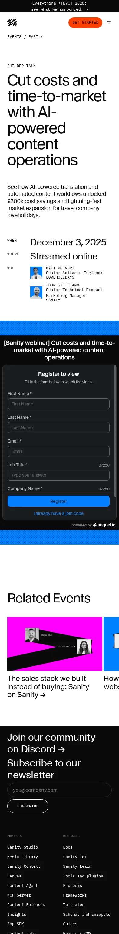 sanity.io/events/loveholidays on mobile