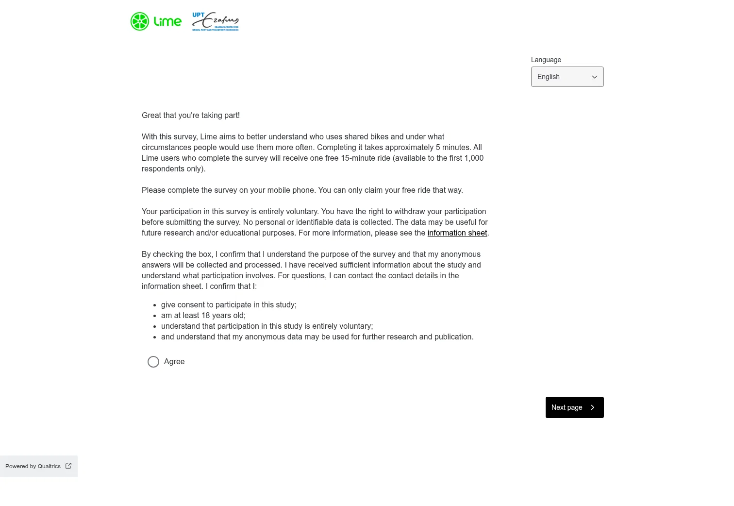 Lime landing page