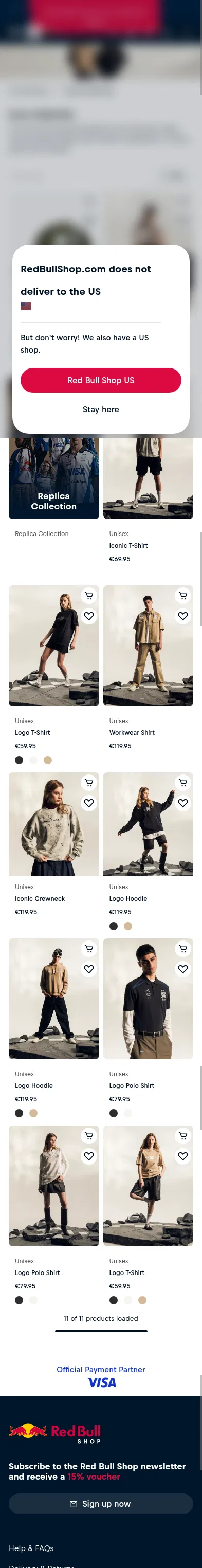redbullshop.com/en-int/c/rab-monobrand-collection on mobile, full screenshot