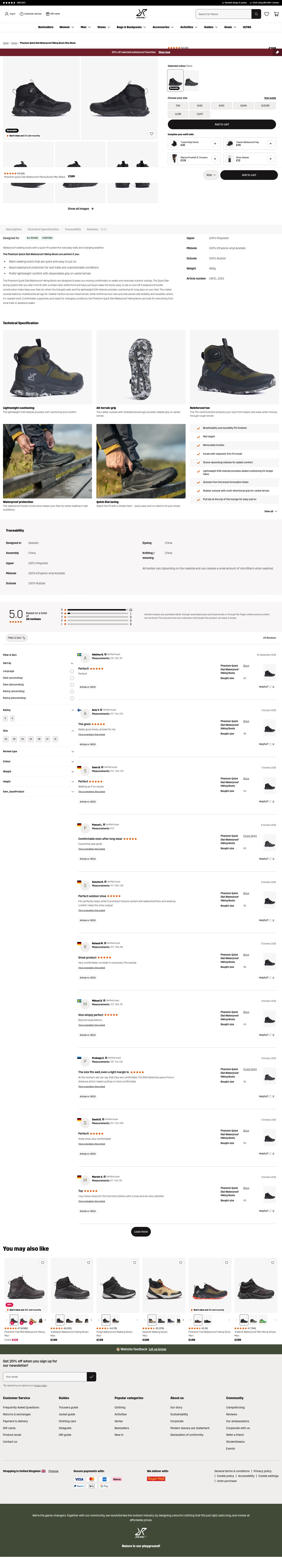 revolutionrace.co.uk/shoes/phantom-quick-dial-waterproof-hiking-boots-men on desktop, full screenshot