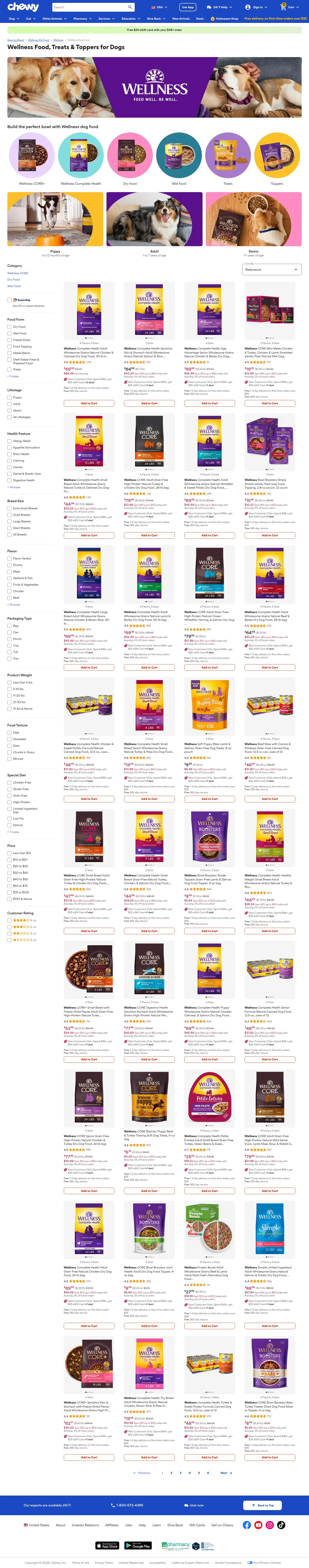 chewy.com/brands/wellness-dog-food-167374 on desktop, full screenshot