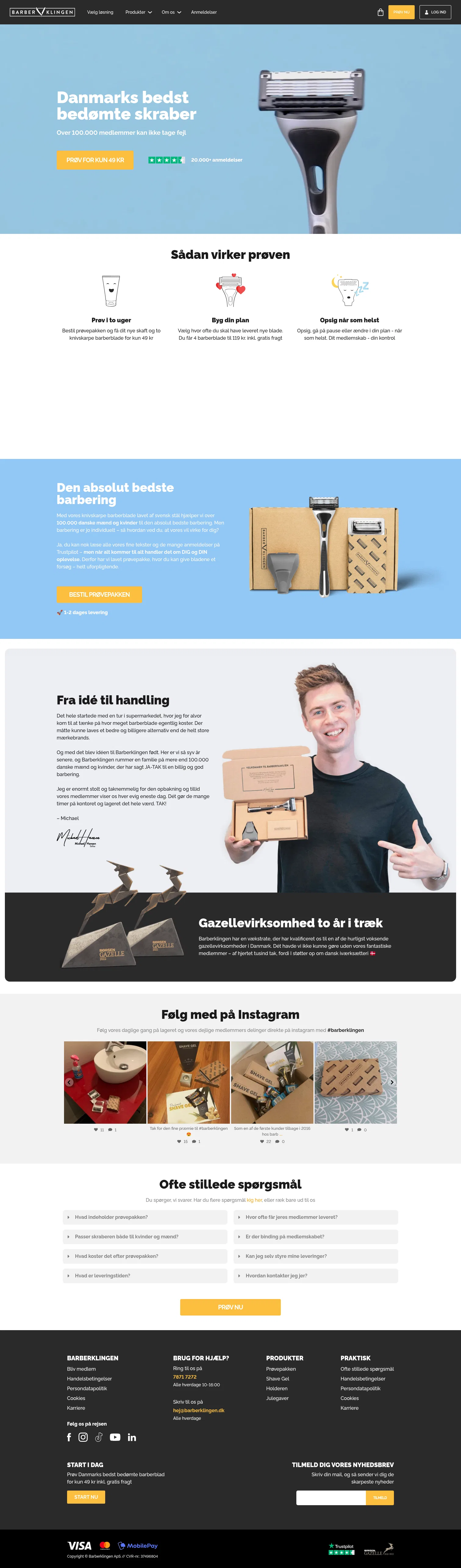 barberklingen.dk on desktop, full screenshot