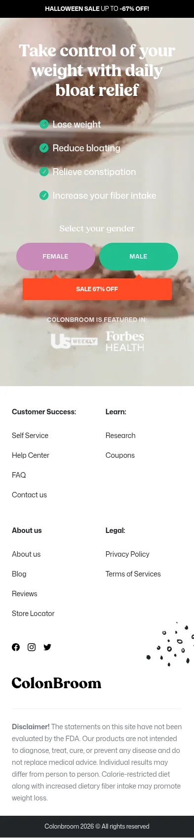 ColonBroom landing page
