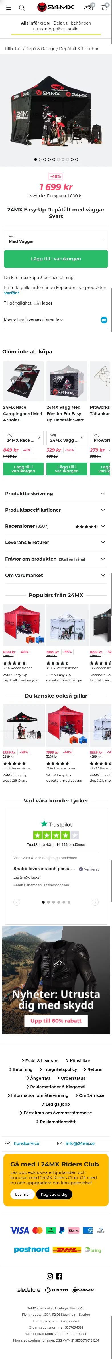 24mx.se/product/24mx-easy-up-depatalt-med-vaggar-svart_pid-21116-18WW on mobile, full screenshot