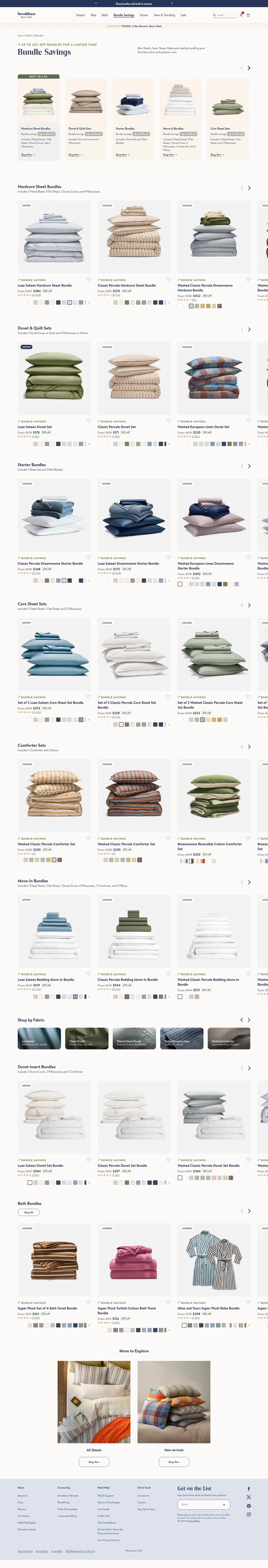 brooklinen.com/pages/all-bundles on desktop, full screenshot