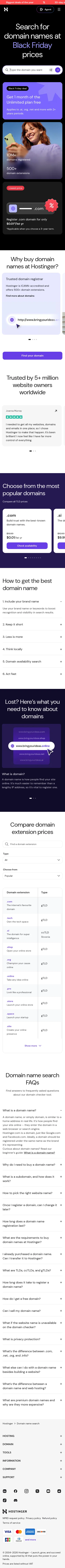 hostinger.com/domain-name-search on mobile