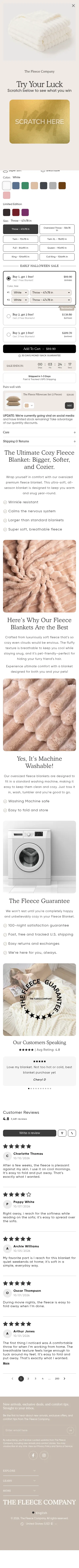 thefleececompany.com/products/blanket on mobile, full screenshot