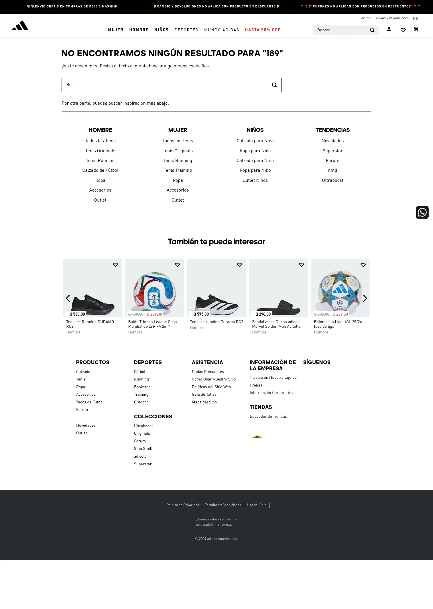 adidas.com.gt/189 on desktop, full screenshot