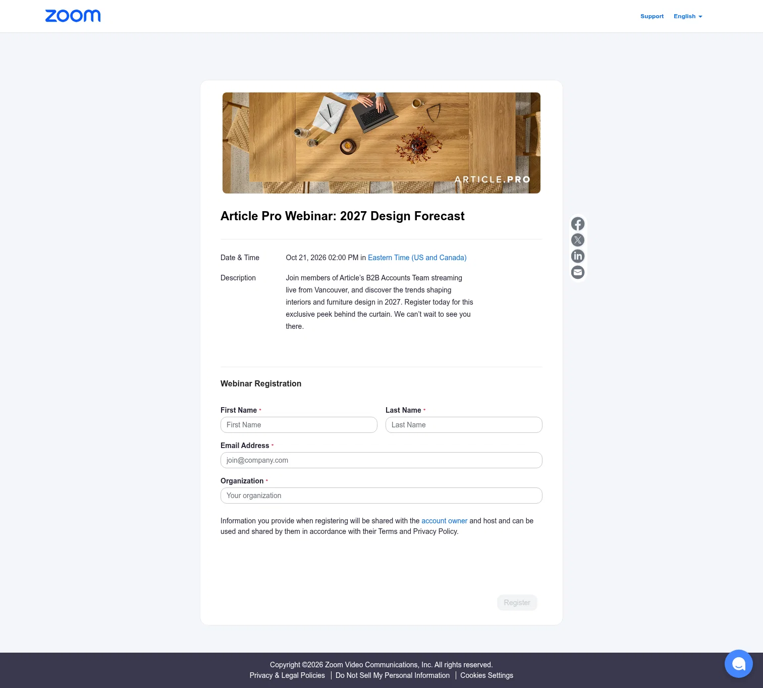 Article landing page