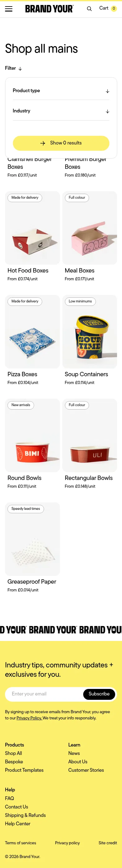 brandyour.co/collections/shop-all-mains on mobile, full screenshot