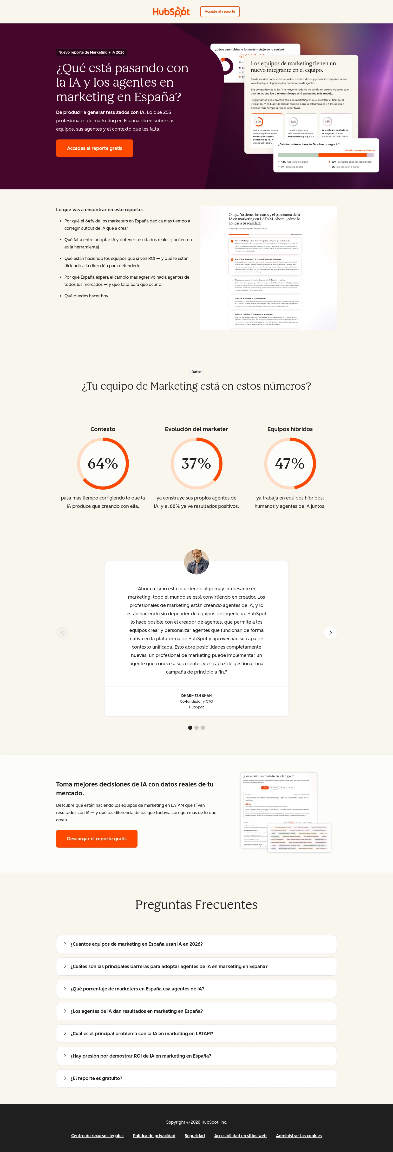 HubSpot landing page