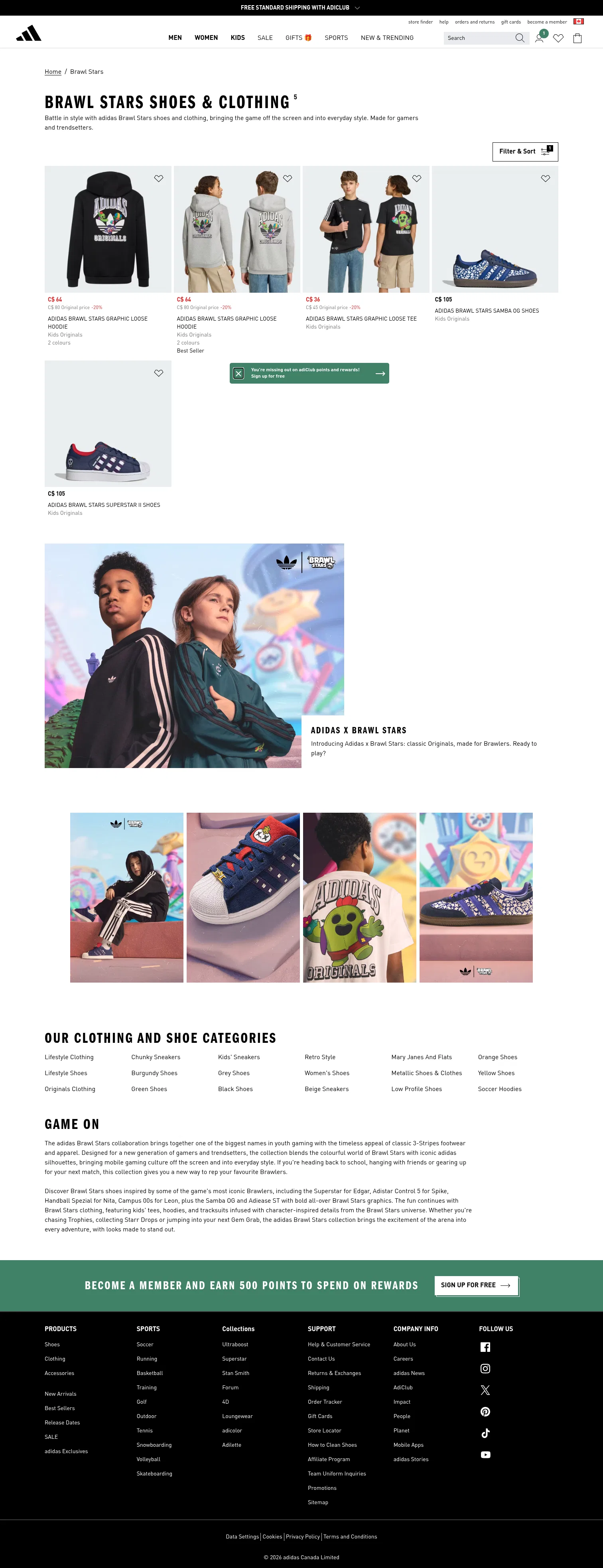 adidas.ca/en/brawl_stars on desktop, full screenshot