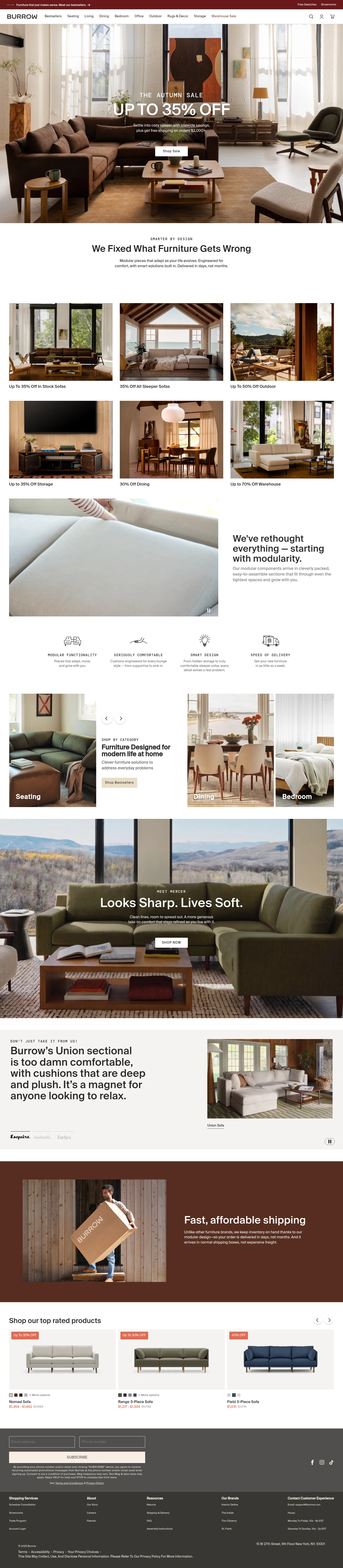 Burrow landing page