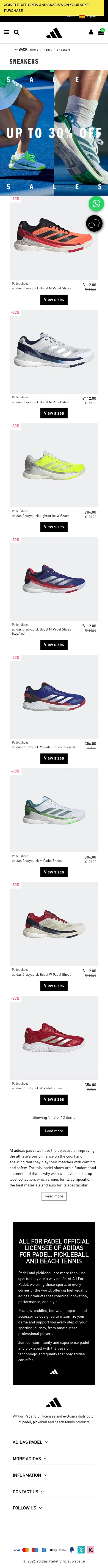 allforpadel.com/en/60-sneakers on mobile