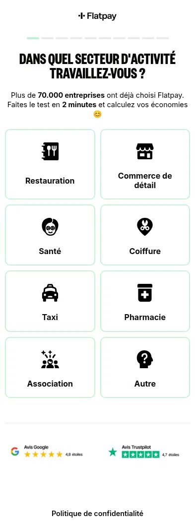 flow.flatpay.com/meta-commencez on mobile, full screenshot