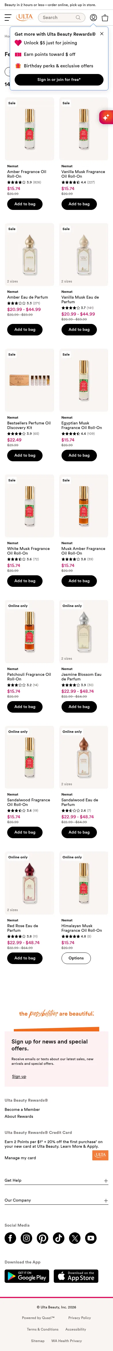 ulta.com/featured/nemat_fall_haul on mobile, full screenshot
