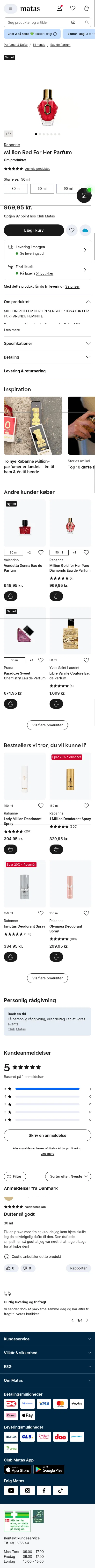 matas.dk/rabanne-million-gold-for-her-red-eau-de-parfum_1038376 on mobile, full screenshot