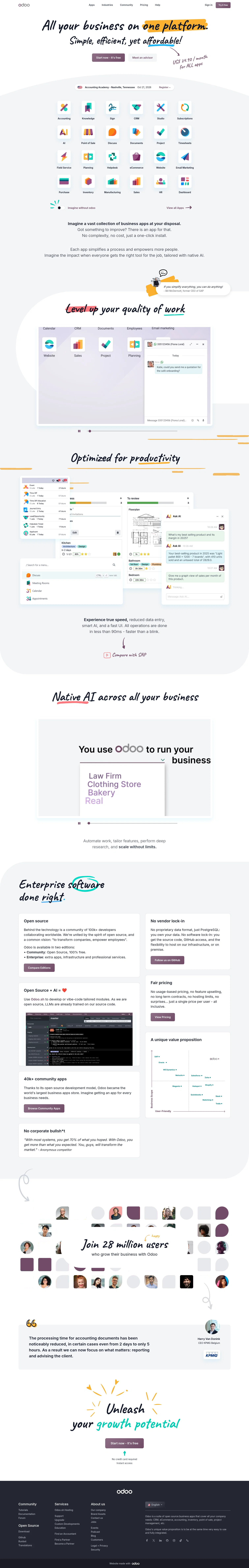 Odoo landing page