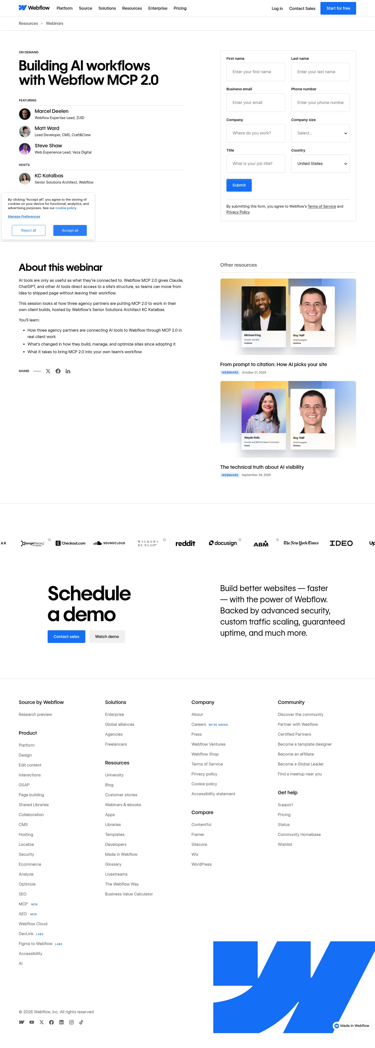 Webflow landing page