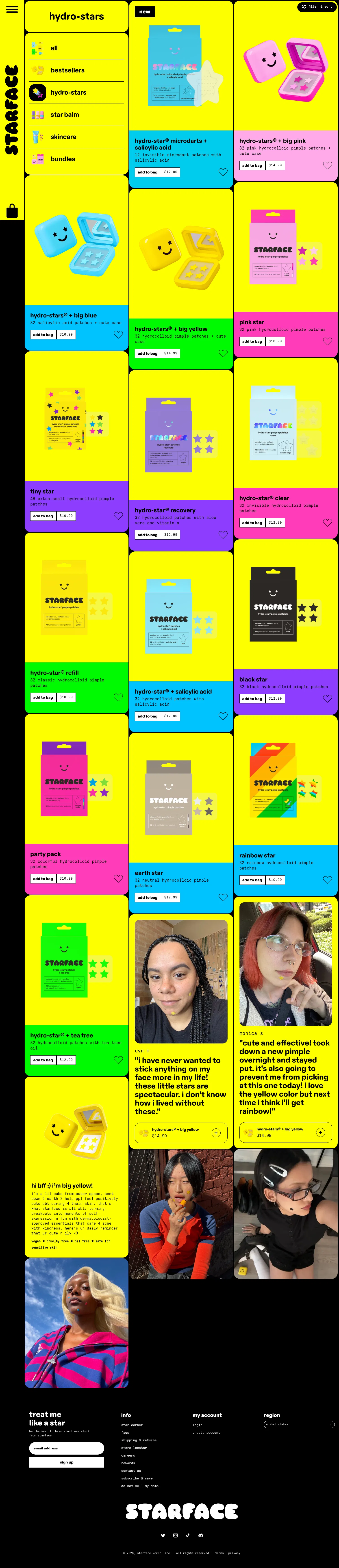 starface.world/collections/hydro-stars on desktop, full screenshot