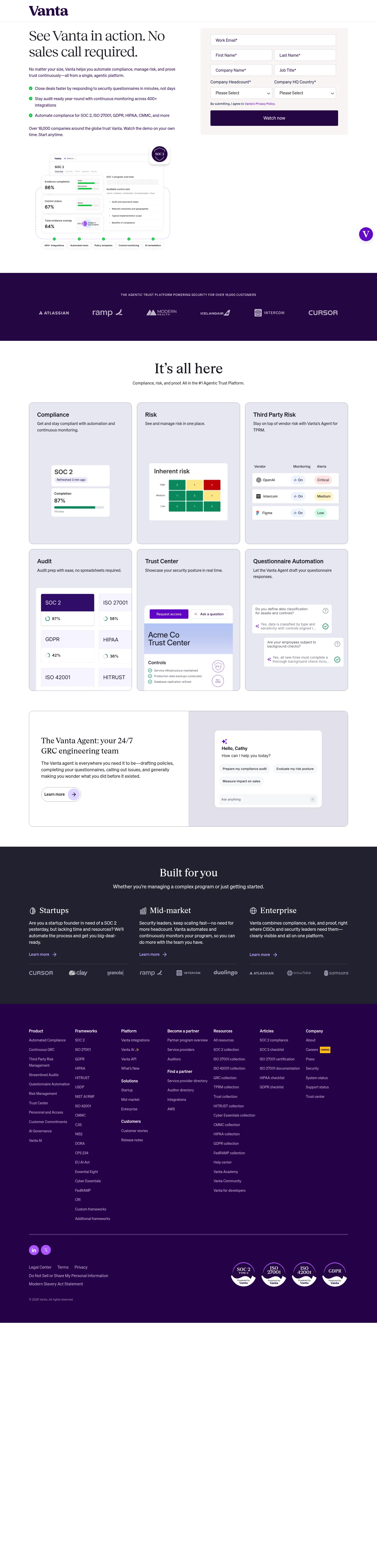 vanta.com/downloads/on-demand-demo on desktop, full screenshot