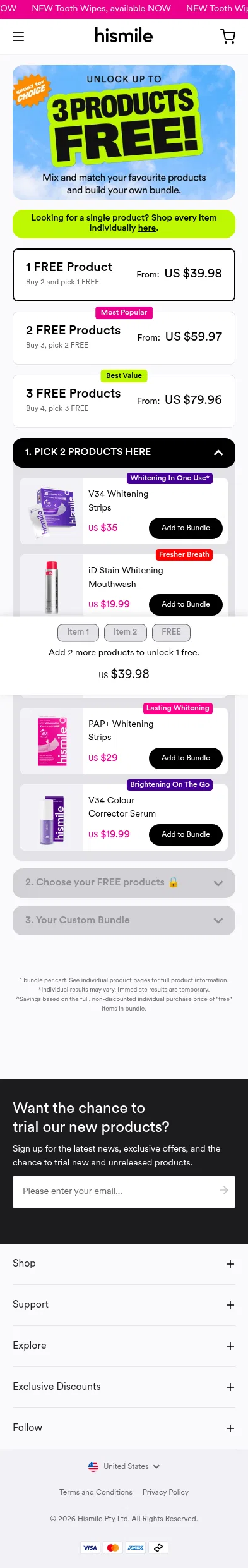 hismileteeth.com/products/best-seller-bundle/3-pack on mobile, full screenshot