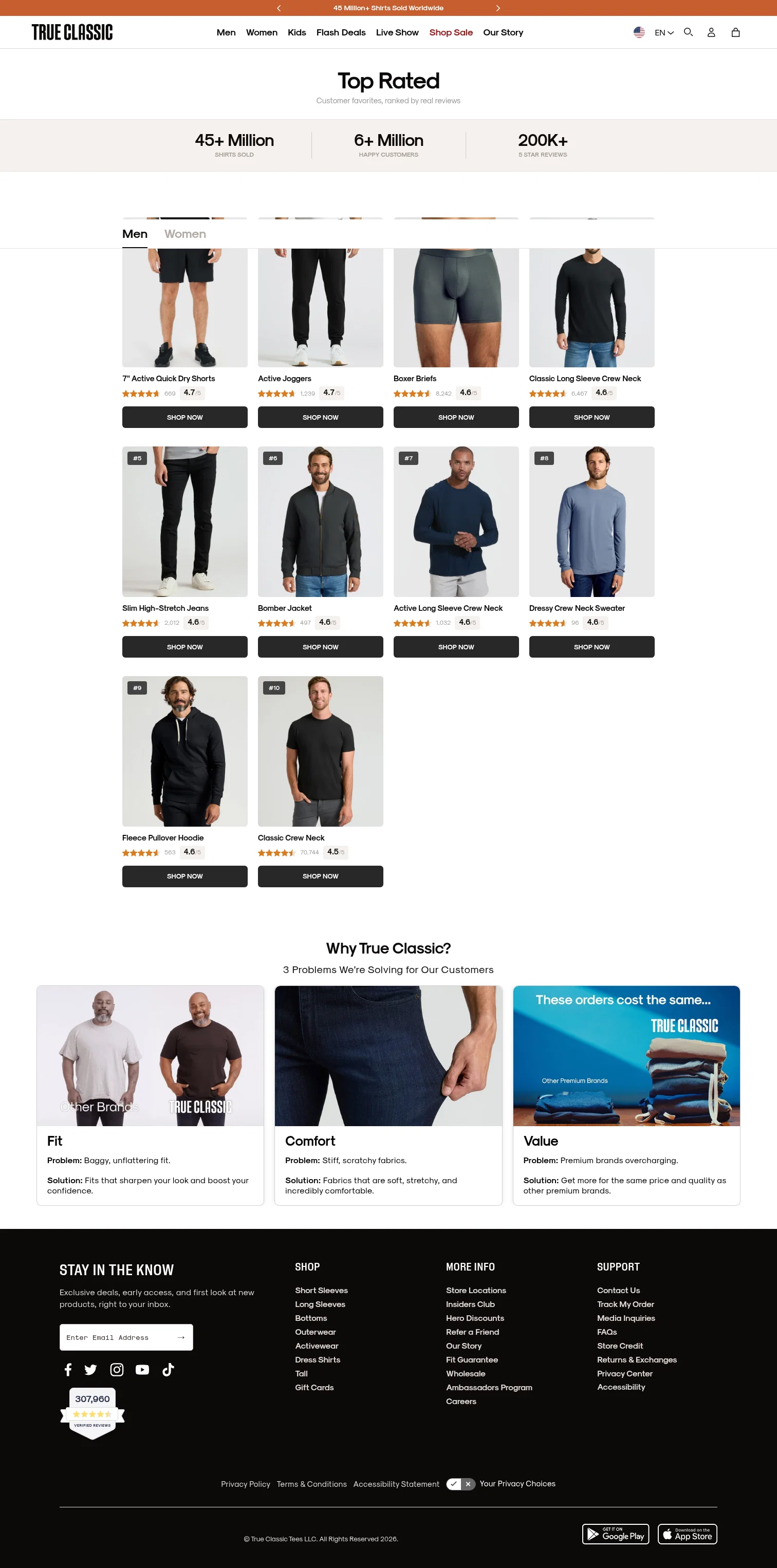 trueclassictees.com/pages/top-rated-products on desktop