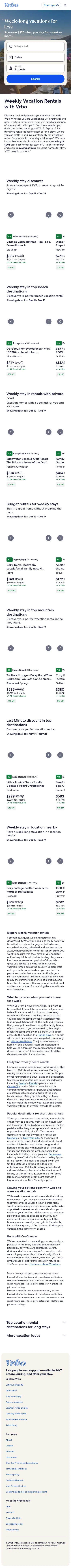 vrbo.com/travel/weekly-vacation-rentals on mobile, full screenshot