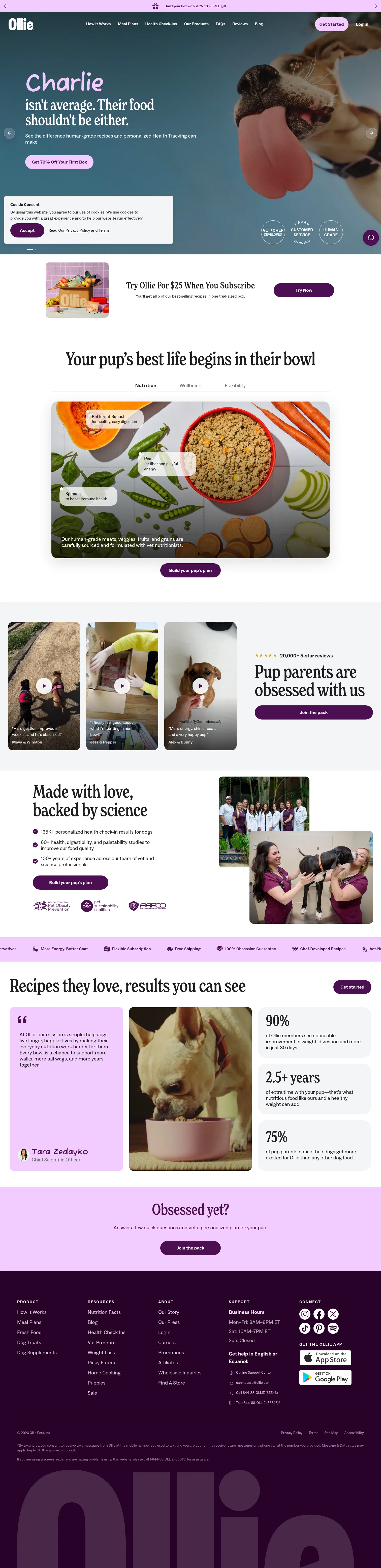 ollie.com on desktop, full screenshot