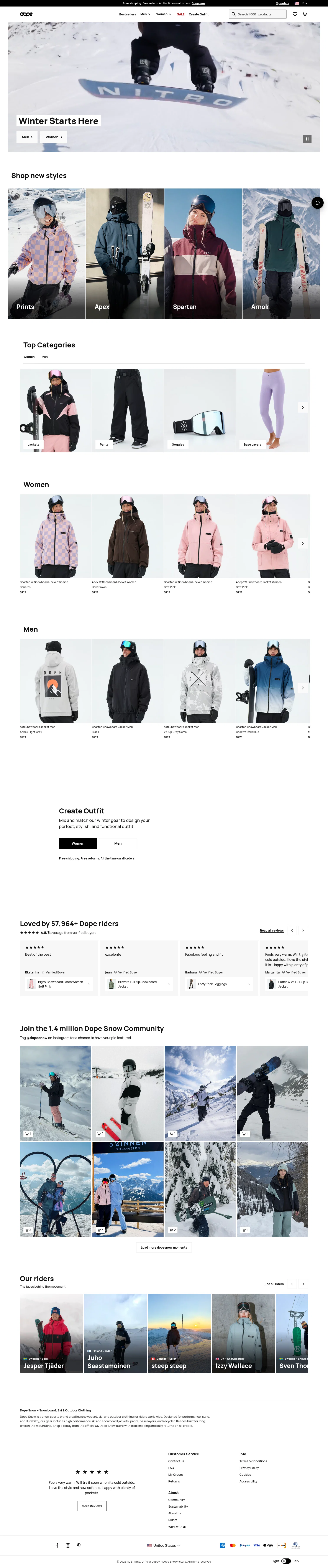 Dope Snow landing page