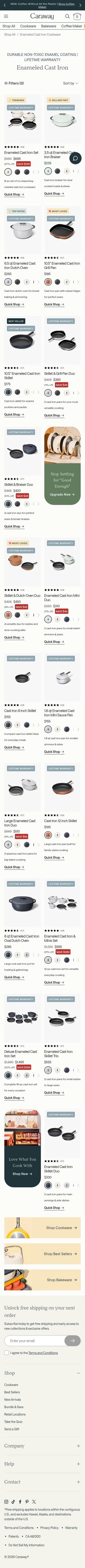 carawayhome.com/collections/enameled-cast-iron-cookware on mobile, full screenshot