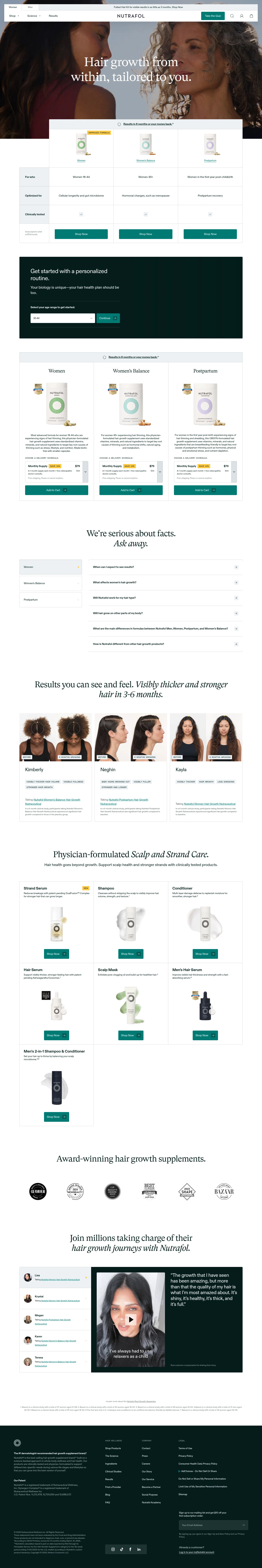 Nutrafol landing page