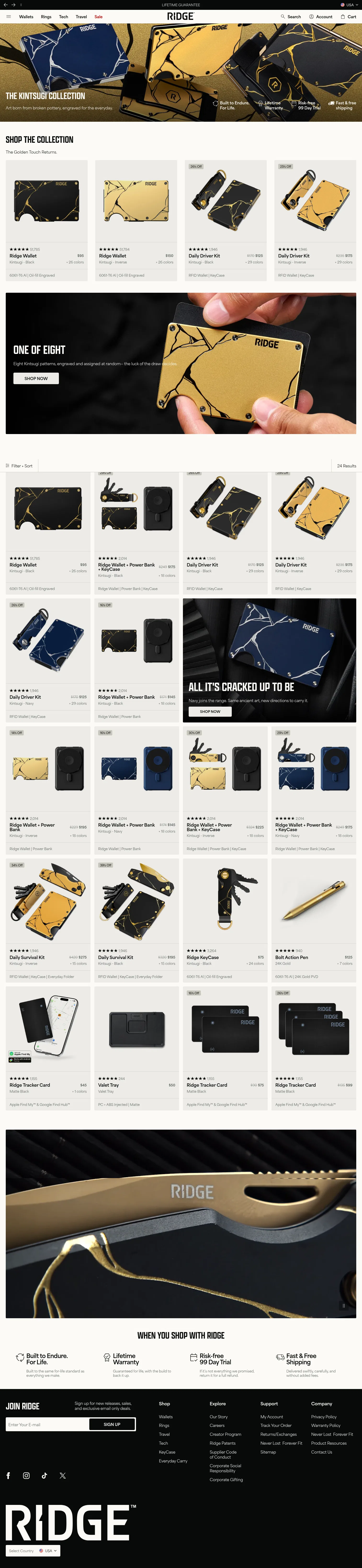 ridge.com/collections/kintsugi-capsule on desktop, full screenshot