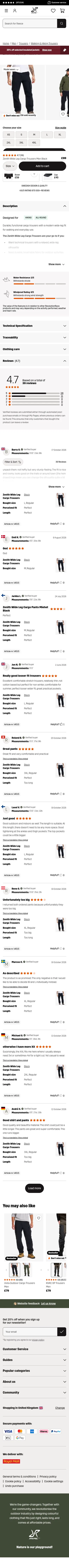 revolutionrace.co.uk/men/trousers/walking-hiking-trousers/zenith-wide-leg-cargo-pants-men on mobile, full screenshot