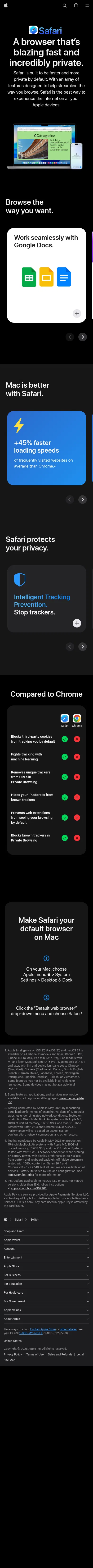 apple.com/safari/switch on mobile, full screenshot