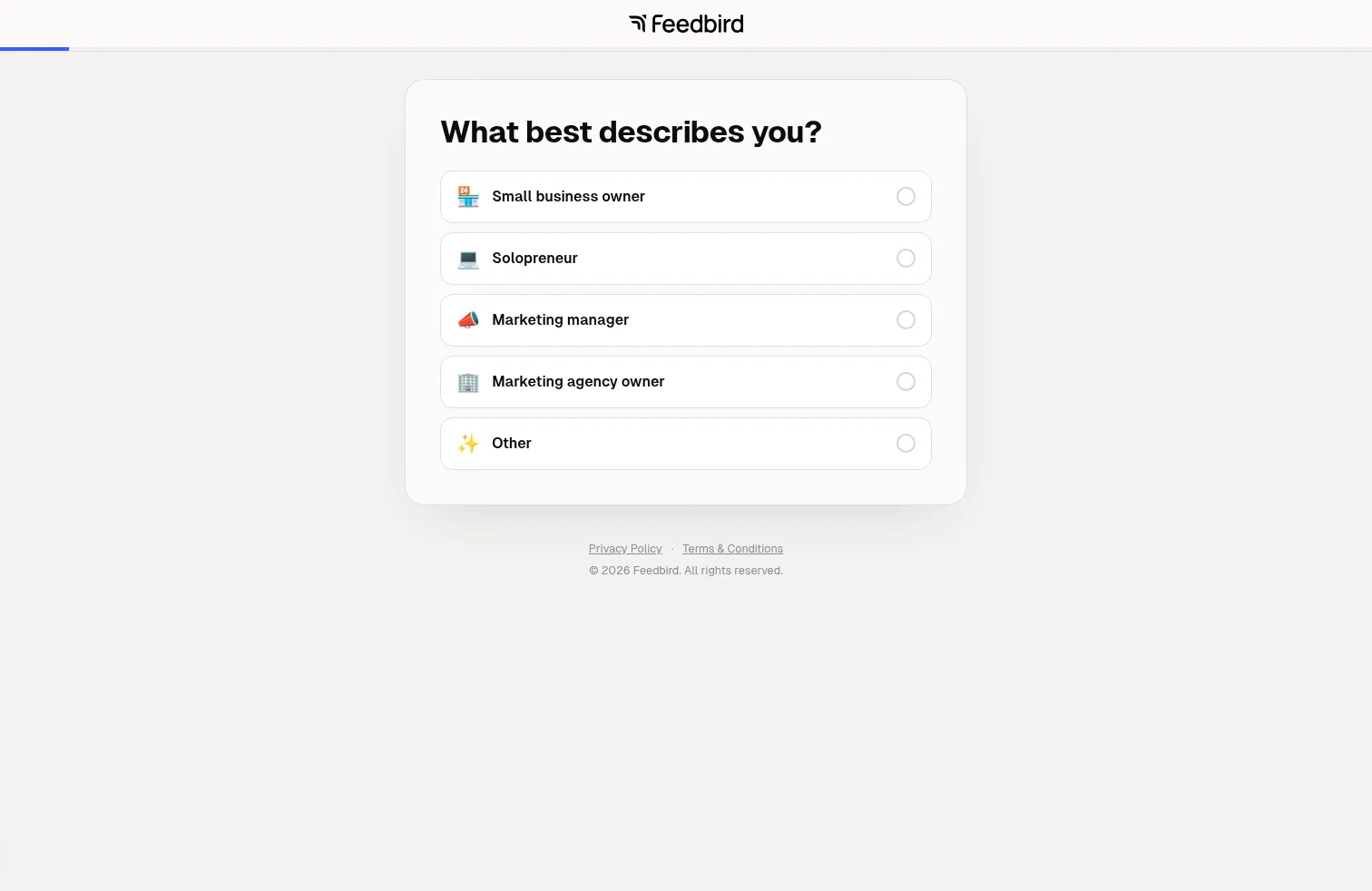 Feedbird landing page